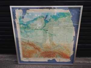 Size 95cm Vintage Framed Poland Map. Good Condition. Carlingford.