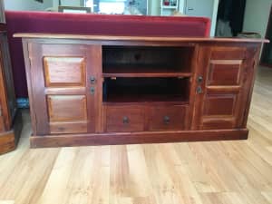 Solid wood TV cabinet with storage entertainment display 