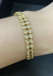 18K Yellow Gold Cuban Bracelet With Diamonds Link 24.1gr TWD 1 Carat