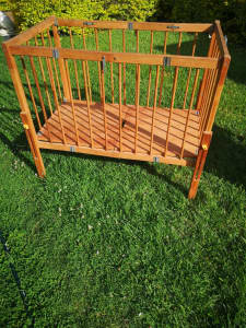 Portable Timber Cot - suitable for puppy - adjustable height.