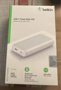 Belkin USB-C PD Power Bank 20K (Fast Charge Portable) White Color