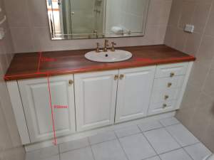 Bathroom Vanity and Basin, Timber Top 1935mm x 610mm x 910mm