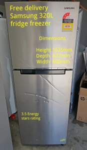 Free delivery Samsung 320L fridge freezer 3.5energy stars Works fine