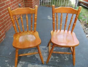 Patio chairs: pair beautifully crafted with turned legs & backs.