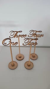 Wooden Table Numbers NEW many fonts and colours, made to order 
