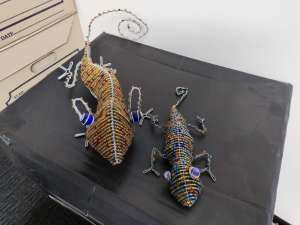 Beaded Wire African Lizard Ornaments