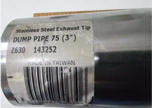 Stainless steel exhaust tip dump pipe 75mm x 130mm shortest side