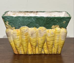 Vintage ceramic carrot theme plant pot rectangular.