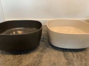 Above Counter Square Basins Round Edges (Charcoal and Off-White)