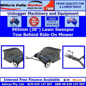 Millers Falls 965mm (38) Lawn Sweeper Towable Ride On Mower Catcher