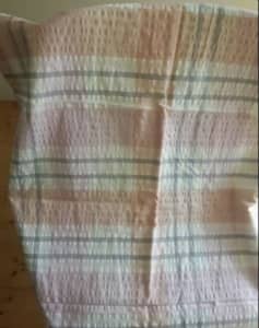 Vintage Retro Gingham Pink Grey Round table cloth unused