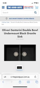 Oliveri Santorini black double bowl undermount sink