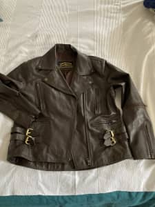 Leather biker bomber jacket , brown leather, Leathercult famous brand