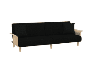 vidaXL Sofa Bed with Armrests Black Fabric (SKU:351845) Free Delivery