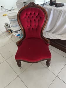 Antique Victorian mahogany upholstered side chair