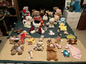A large selection of clean soft toys