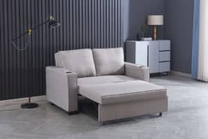 SPACIOUS BEIGE MILES 2 SEATER SOFA BED WITH CUP HOLDER!