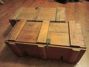 A pair of Early Ammunition boxes with drawers
