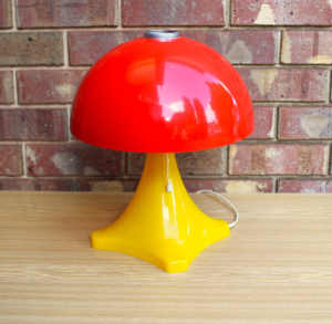 Vintage Mid Century Red Mushroom Lamp