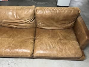 Freedom brown leather couch 3 seater   chaise