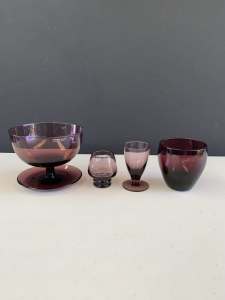 Purple Glass Vases (4 pieces) Perfect Condition Price for lot.