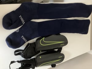 Nike soccer shin guards and Thinskin soccer socks