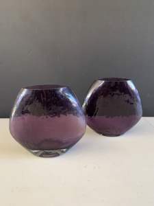 Purple Glass Vases (2) Perfect condition.