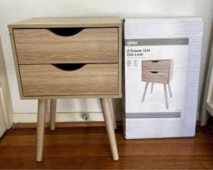 2x Bedside Table with 2 Drawers