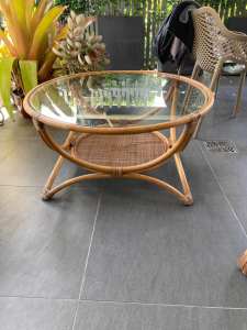 Glass Cane Coffee Table