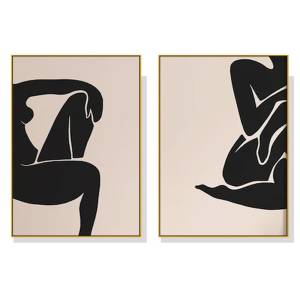 100cmx150cm Female Figure 2 Sets Gold Frame Canvas Wall Art ...