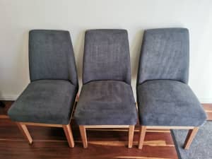 BRAND NEW Tasmanian Oak dining chair grey fabric upholstery