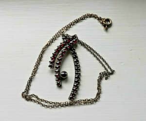 Bohemian GARNETS Gold Plated Solid Silver Necklace - 6.4 gr