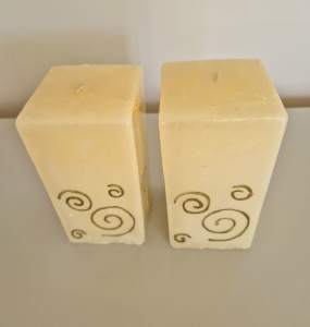 Cream Candles with gold decoration BRAND NEW