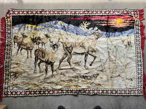 Tapestry rug with deer mural