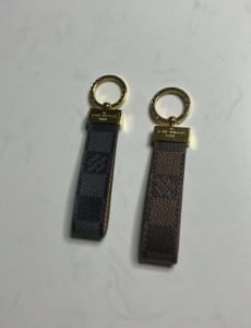 LOUIS VUITTON Calfskin LV Shape Dragonne Bag Charm Key Holder