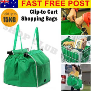4PCS Reusable Shopping Bag Green Eco Foldable Handle Bag Grocery Cart
