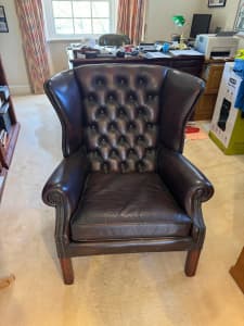 English Leather Chesterfield Chair