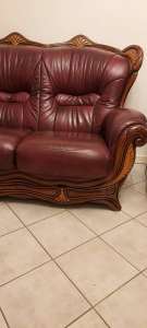 Solid Wood European Leather Lounge