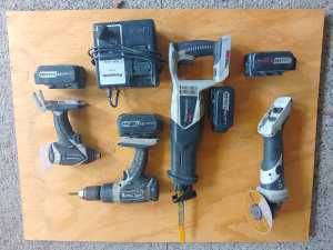 Panasonic li-ion toolkit.Angle grinder,sabre saw,drill,impact driver
