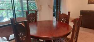Solid Timber Round Dining Table 4 Solid Dining Chairs