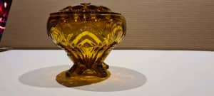 Art deco depression glass Amber Vase 