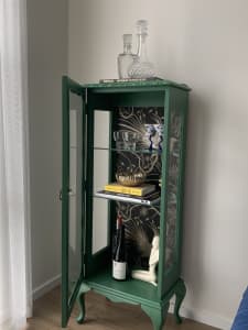 Green Vintage Drinks cabinet/bar cabinet/ curiosity display cabinet