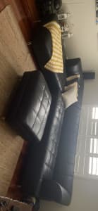 Black modular lounge 6 seat with chaise and ottoman