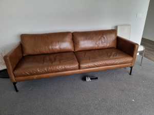 COUCH brown sofa Genuine leather 