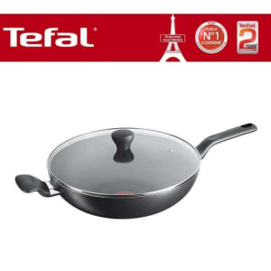 NEW Tefal Cuisine Non Stick Wokpan with Lid, 32 cm Size Black Wok Pan