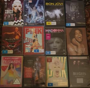 Music DVDs Assorted - Pink, Katy Perry, Jennifer Lopez, Madona more