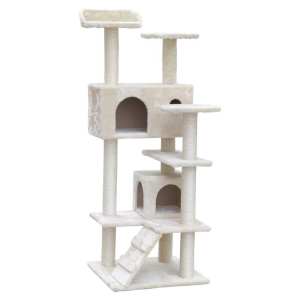 Cat Tree 134cm Tower Scratching Post Scratcher Wood Condo House Bed Be