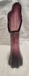Vintage MCM Vase 5-Finger Art Glass Purple 28cm