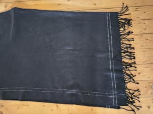 David Jones AU black wool mix cape/wrap, white stitch trim, as new