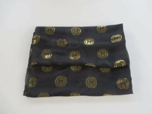 EX-LARGE 100% SILK SCARF SHAWL WRAP BLACK/GOLD HAND-STITCHED FEATURES